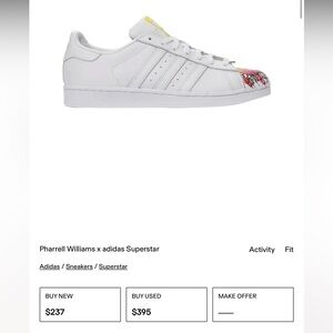 RARE Adidas Superstar Supershell x Pharrell Williams White Floral Sneakers